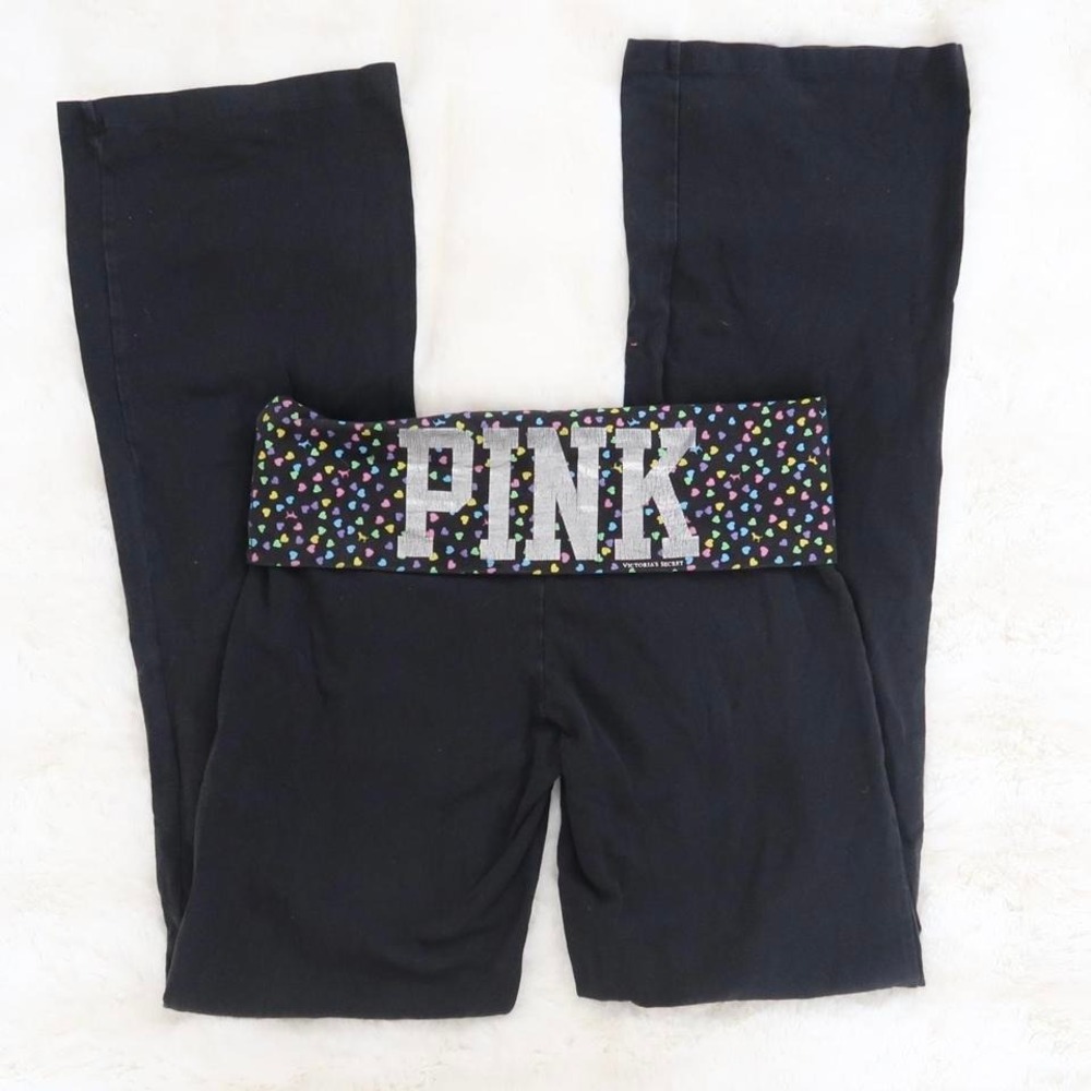victoria's secret pink heart fold over flare yoga pants - Picture 5 of 8